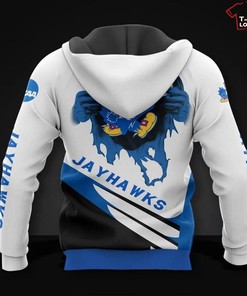 Ncaa Kansas Jayhawks White Blue 3D Hoodie - Full Size Available