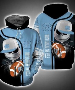 Ncaa North Carolina Tar Heels Jack Skellington Pullover Hoodie For Fans Of Halloween
