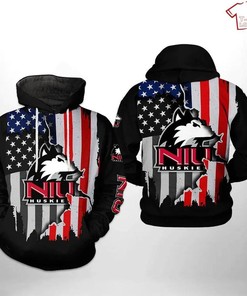 Ncaa Northern Illinois Huskies American Flag 3D Hoodie For Men, Perfect For Patriotic Occasions