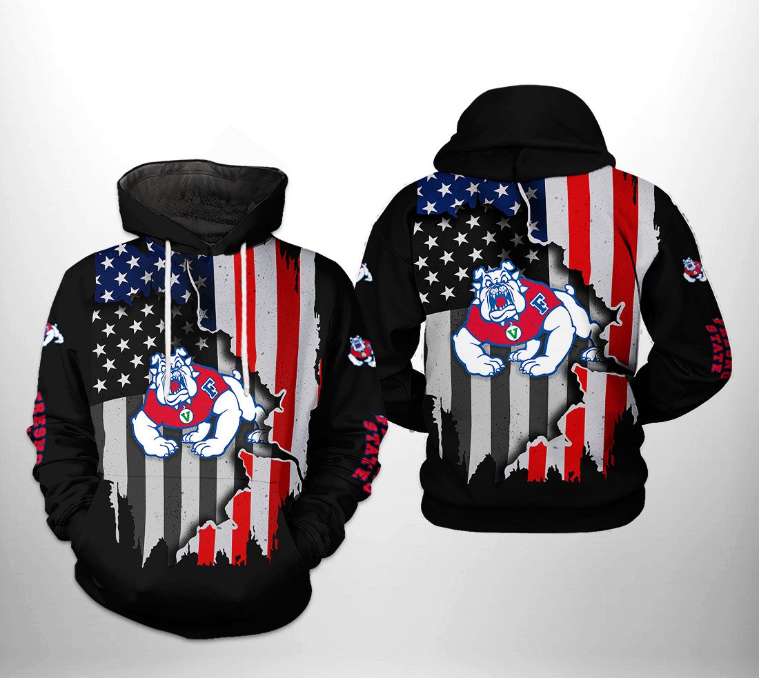 Ncaa Us Flag Fresno State Bulldogs 3D Printed Hoodie - Patriotic Gift For Fans
