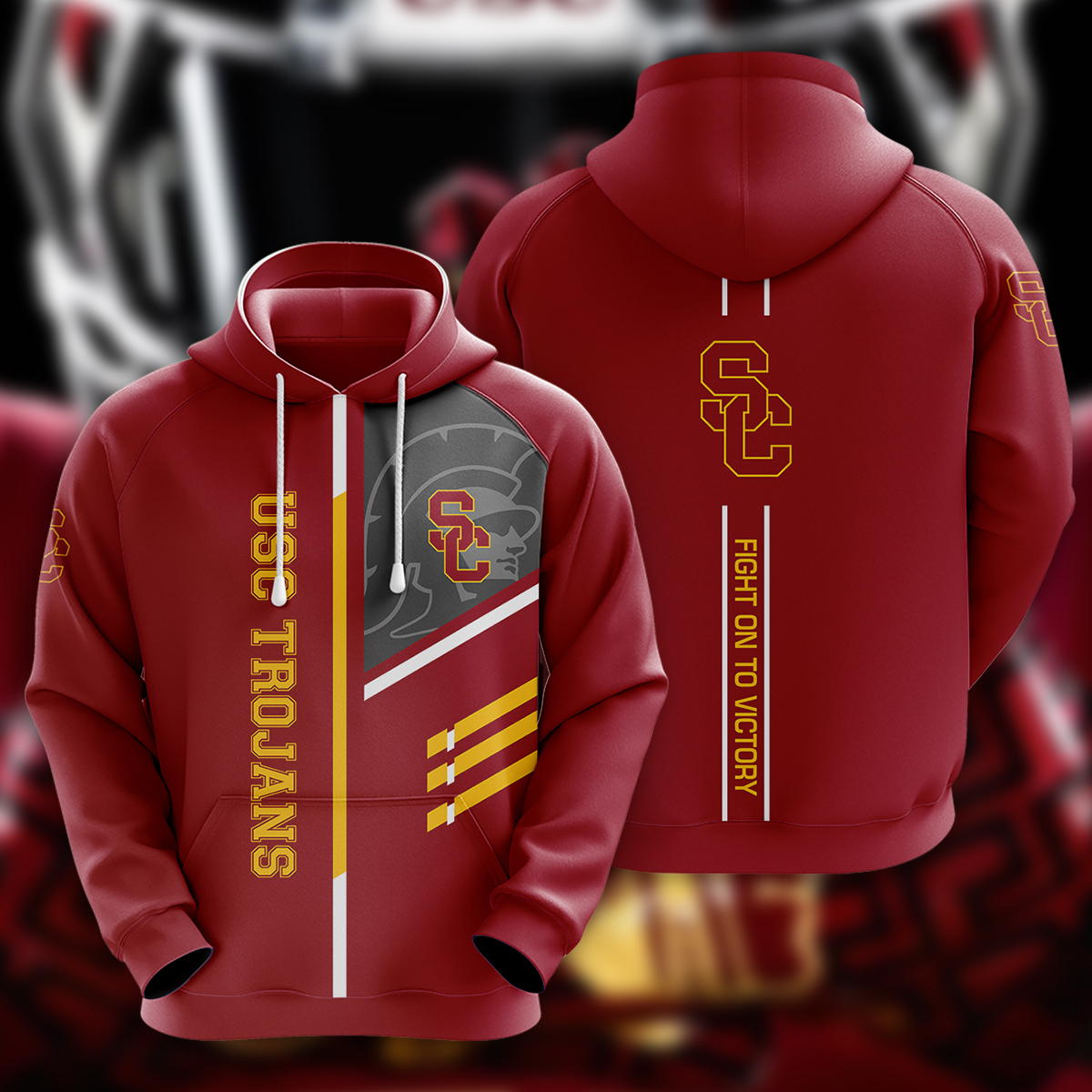 Ncaa Usc Trojans Pullover Hoodie V2 With Custom All Over Print 3D Design