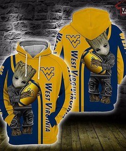 Ncaa West Virginia Mountaineers Baby Groot 3D Hoodie, Perfect For Sports Fans