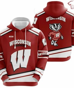 Ncaa Wisconsin Badgers Red White 3D Hoodie - Unique College Fan Apparel