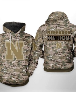 Nebraska Cornhuskers Ncaa Camo Veteran 3D Printed Hoodie/Zipper Hoodie With All Over Prints