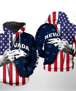 Nevada Wolf Pack Ncaa Us Flag Custom All Over Print 3D Hoodie