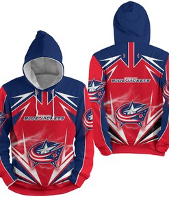 Nhl Columbus Blue Jackets Lighting 3D Full Over Print Hoodie Sweater And T-Shirt Set - Perfect For Fans