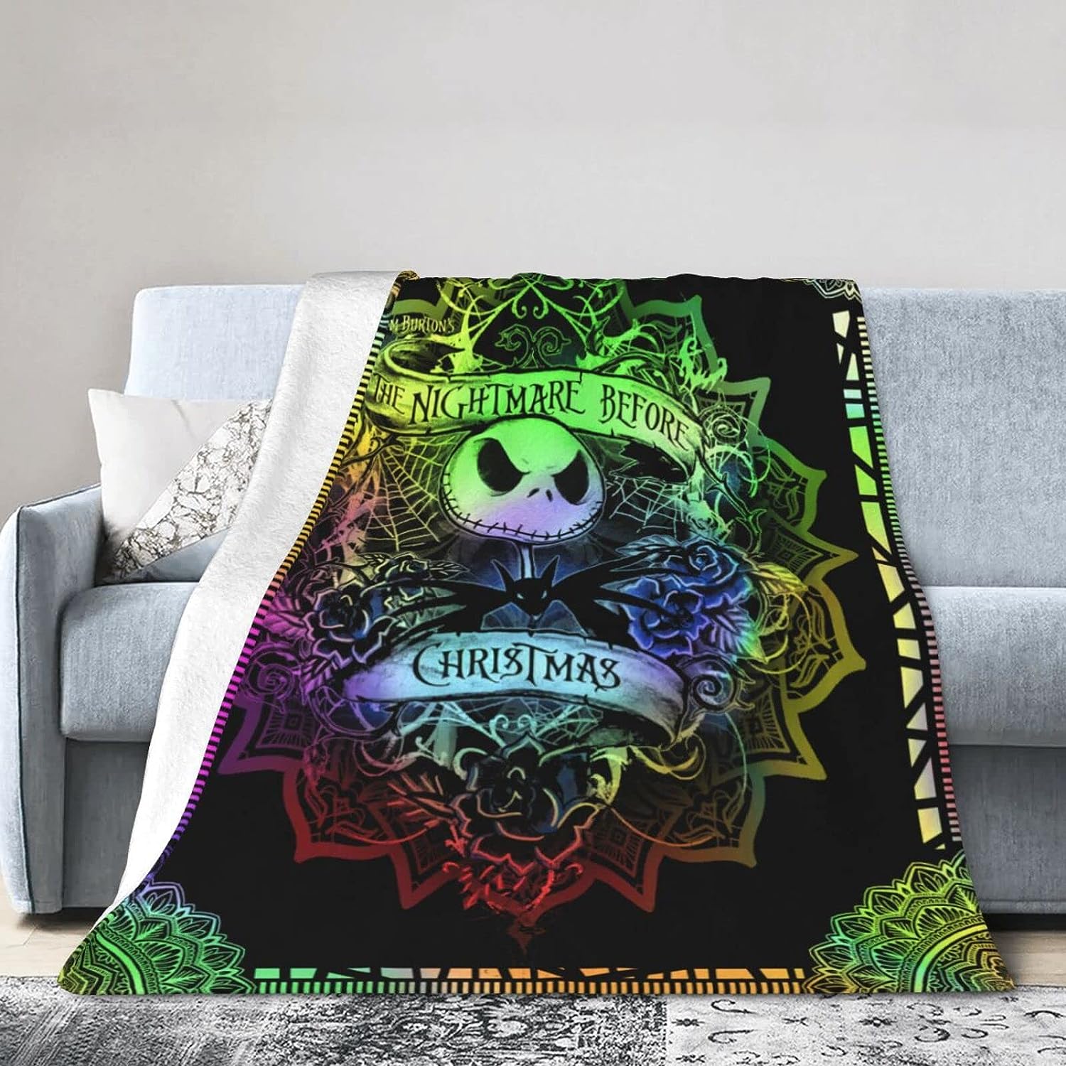 Nightmare Before Christmas Cartoon Blanket - Cute and Cozy Flannel Fleece Throw for Winter