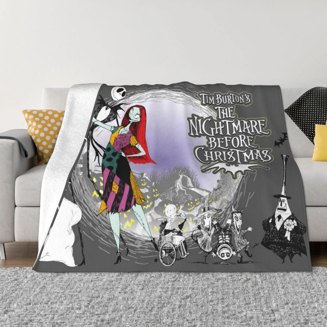 Nightmare Before Christmas Custom Name Double Layer Blanket - Kids and Adult Gift