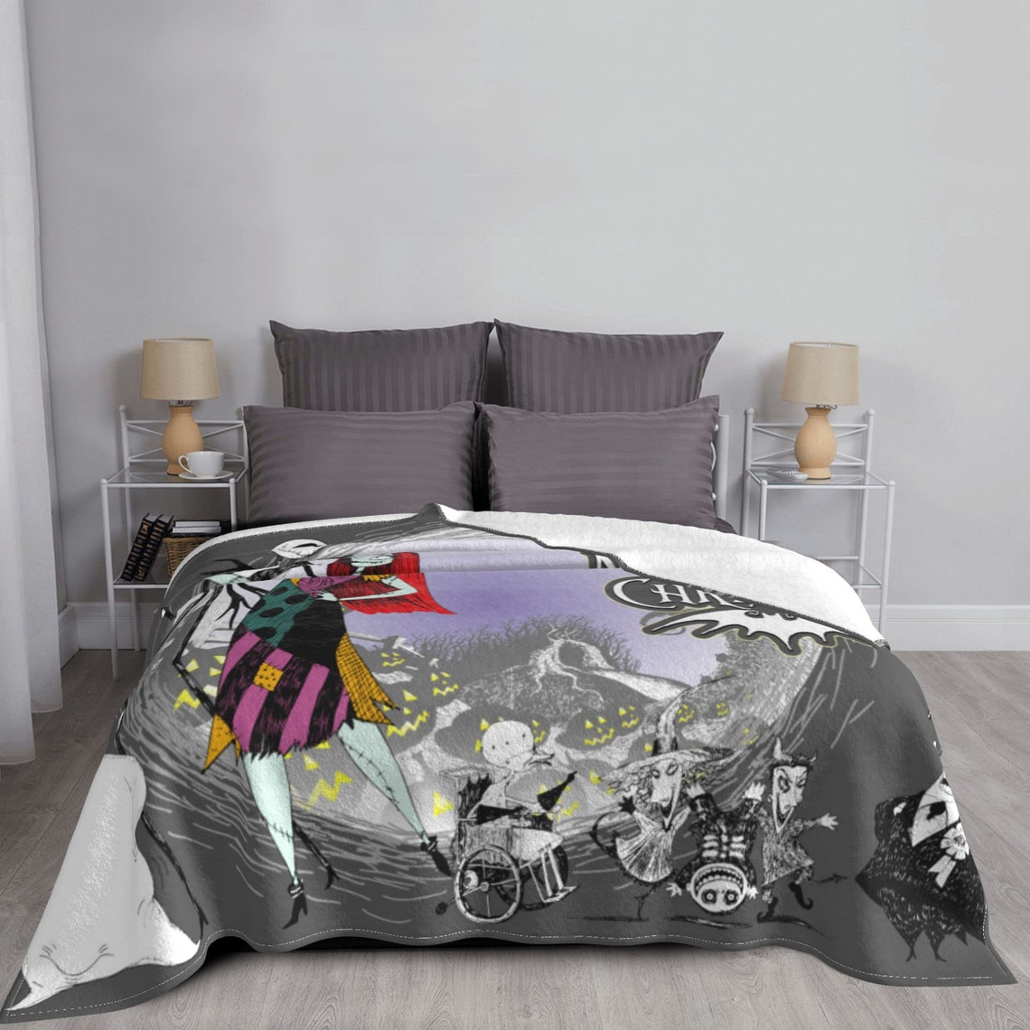 Nightmare Before Christmas Custom Name Double Layer Blanket - Kids and Adult Gift