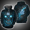 North Carolina Tar Heels Christmas Gifts - Skull Fire Eyes 3D Hoodie For Fans 