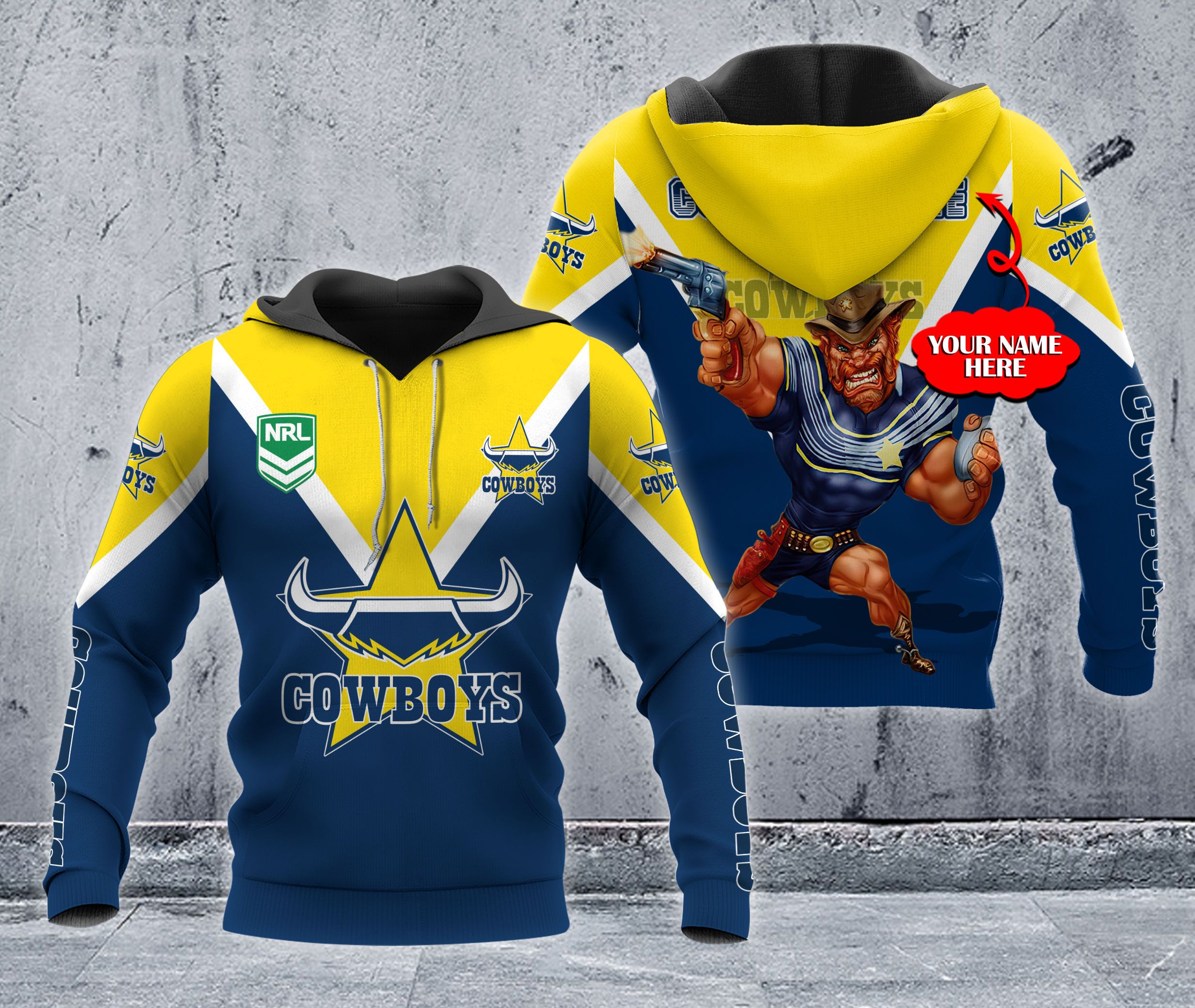 North Queensland Cowboys Custom All Over Print 3D Hoodie - Nrl Fans' Choice