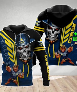 North Queensland Cowboys Nrl Skull Cap Custom Name 3D All Over Print Zip Up Hoodie - Stay Stylish