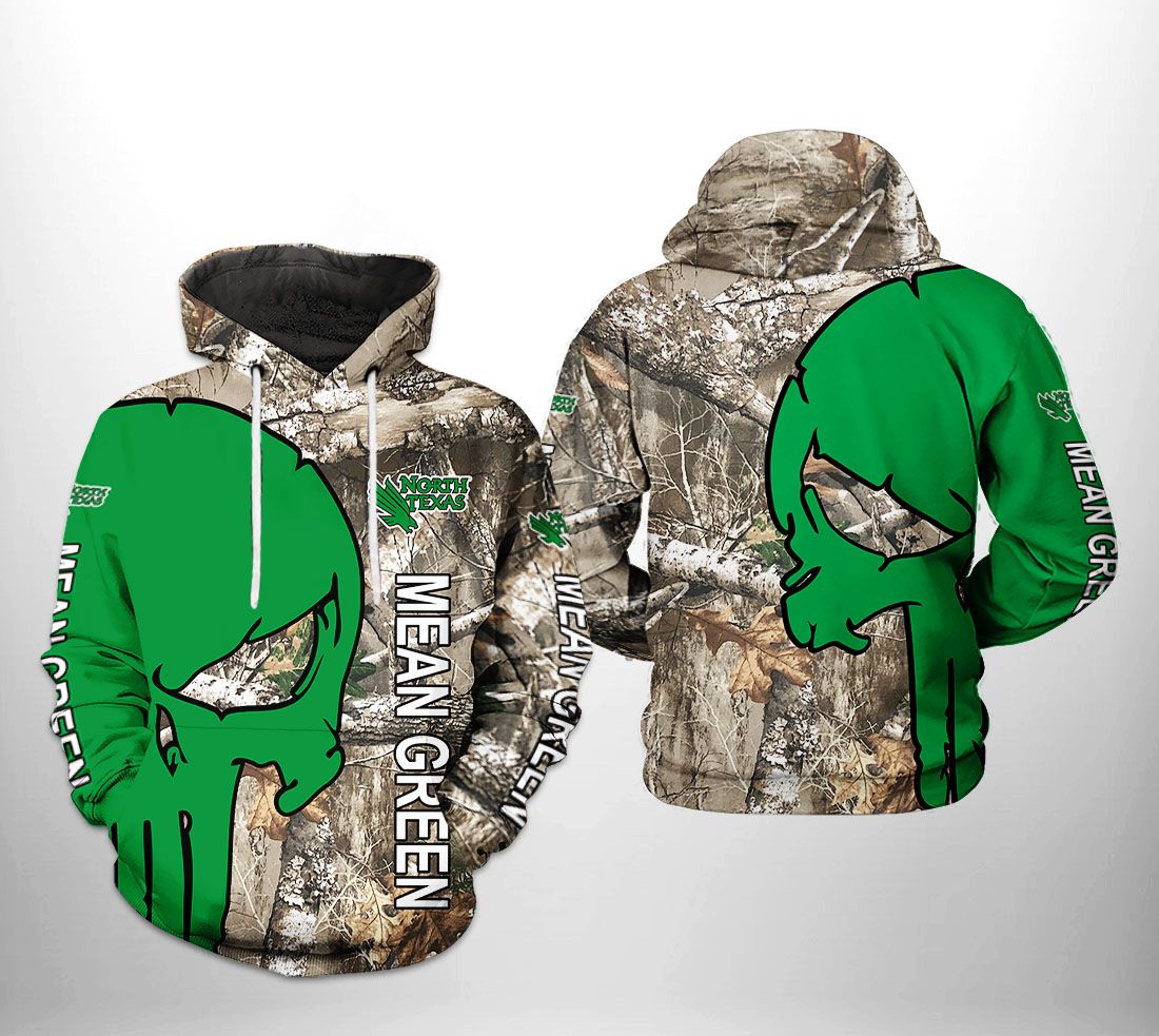North Texas Mean Green Camo Veteran 3D Print Hoodie - Hunting Sports Fan Apparel