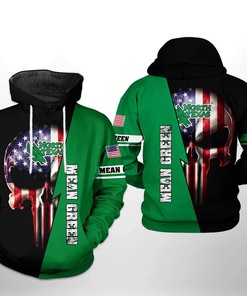 North Texas Mean Green Ncaa Us Flag Skull 3D All-Over Print Hoodie, Zip-Up Hoodie Unique And Distinguished