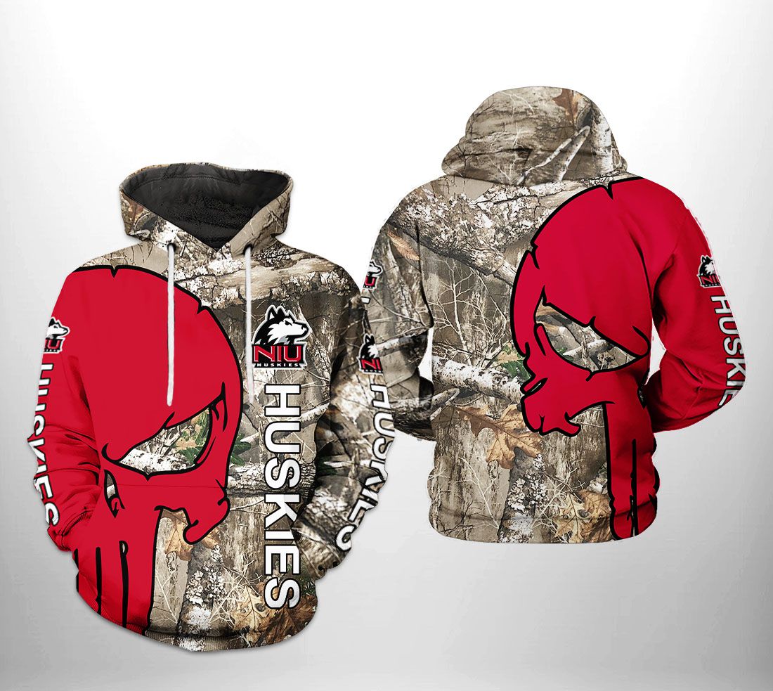 Northern Illinois Huskies Camo Veteran Hunting 3D Printed Hoodie/Zipper Hoodie For Ncaa Fans