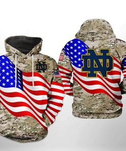 Notre Dame Fighting Irish Ncaa Us Flag Camo Veteran 3D Printed Hoodie - All Over Print