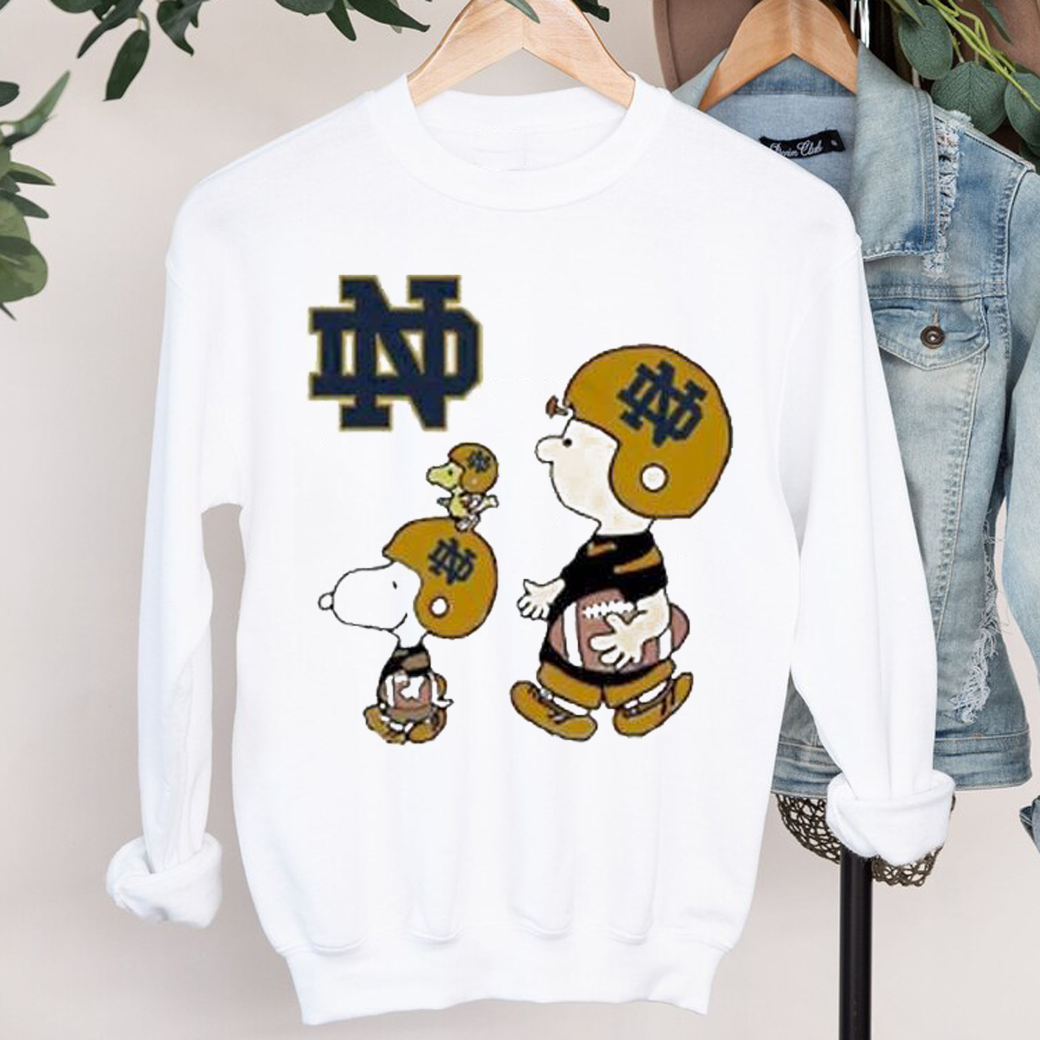Notre Dame Shirt featuring Snoopy and Woodstock, perfect for Fighting Irish fans