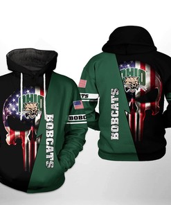 Ohio Bobcats Usa Flag Skull 3D All Over Print Zip Hoodie - Camouflage Hoodeds For Men  