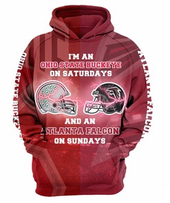 Ohio State Buckeyes And Atlanta Falcons 3D Hoodie For Game Day Fans