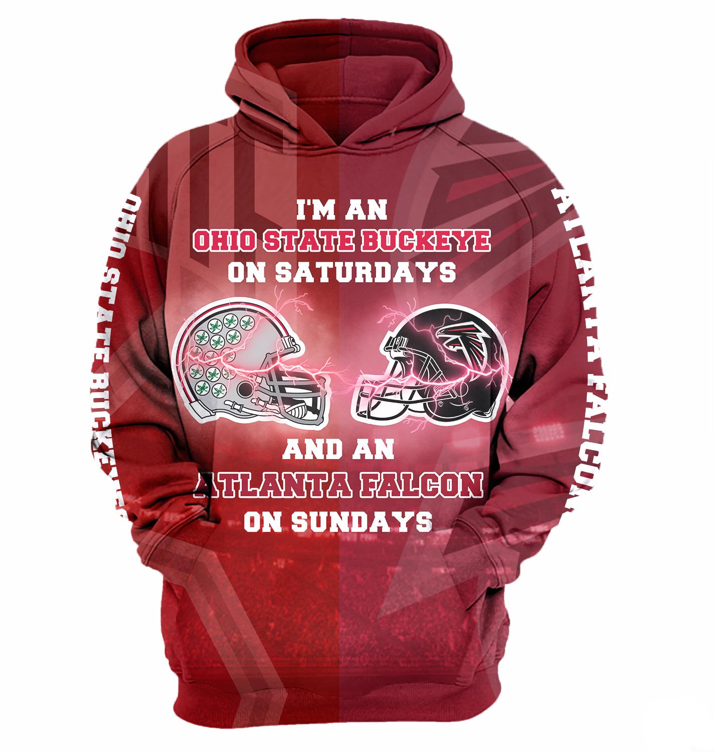 Ohio State Buckeyes And Atlanta Falcons 3D Hoodie For Game Day Fans