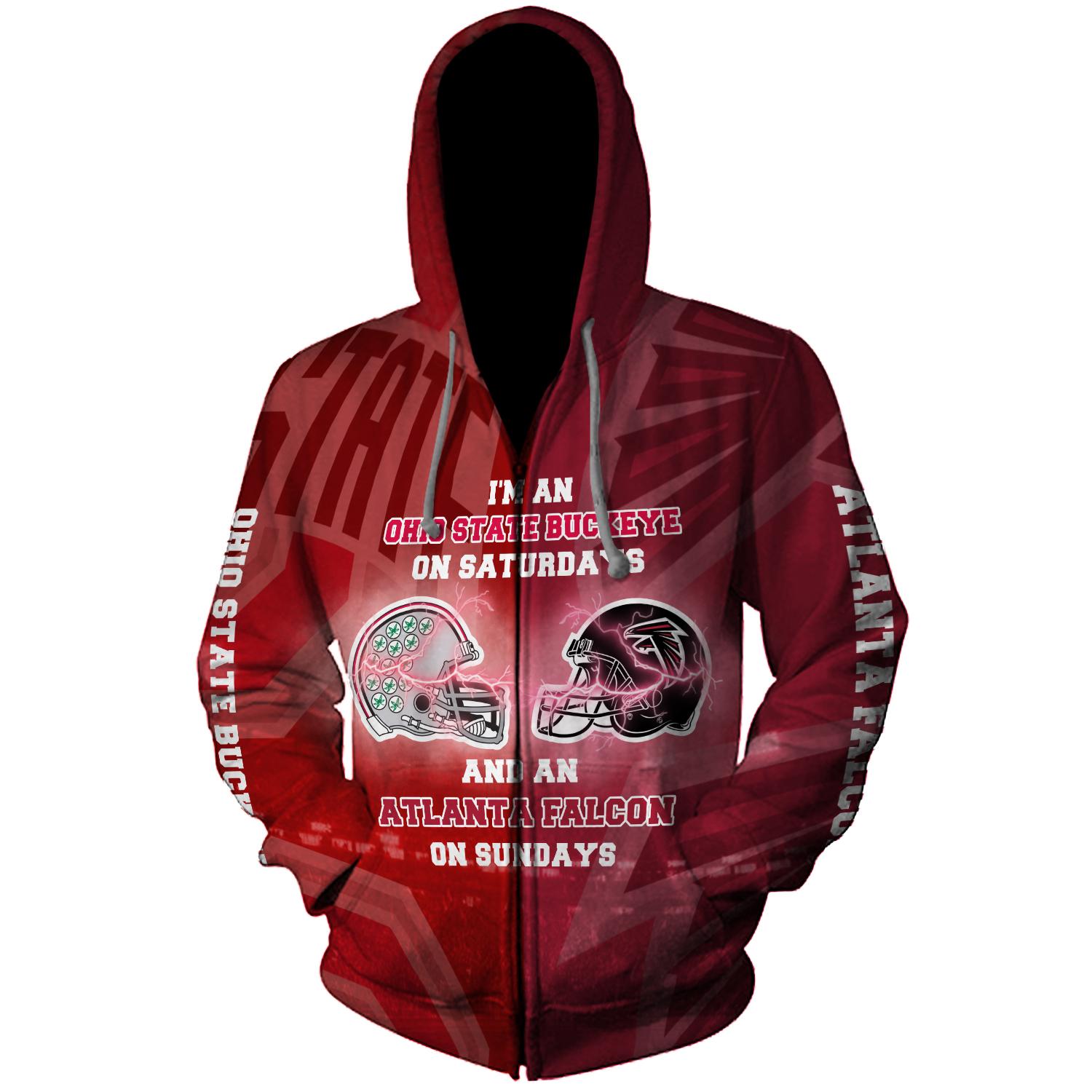 Ohio State Buckeyes And Atlanta Falcons 3D Hoodie For Game Day Fans