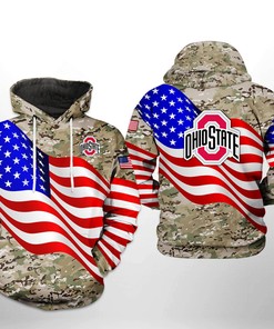 Ohio State Buckeyes Ncaa Us Flag Camo Veteran 3D Printed Hoodie/Zipper Hoodie - All Over Print Hoodies For Women