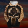 Ohio State Buckeyes Skull 3D Hoodie With Camouflage Sleeves - Men'S All Over Print 3D Hoodie