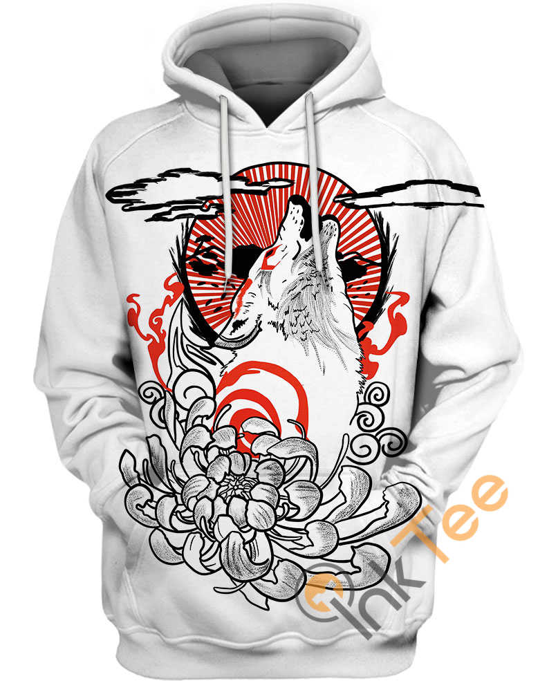 Okami Japanese Tatoo All Over Print Zip Up Hoodie Men