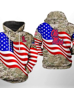 Ole Miss Rebels Usa Flag Camo Veteran All Over Print 3D Zipper Hoodie For Fans