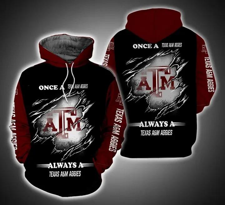 Once A Texas A&M Aggies Always A Texas A&M Aggies Fan 3D Hoodie Ncaa Cheer Gifts - All Over Print Hoodies For Women