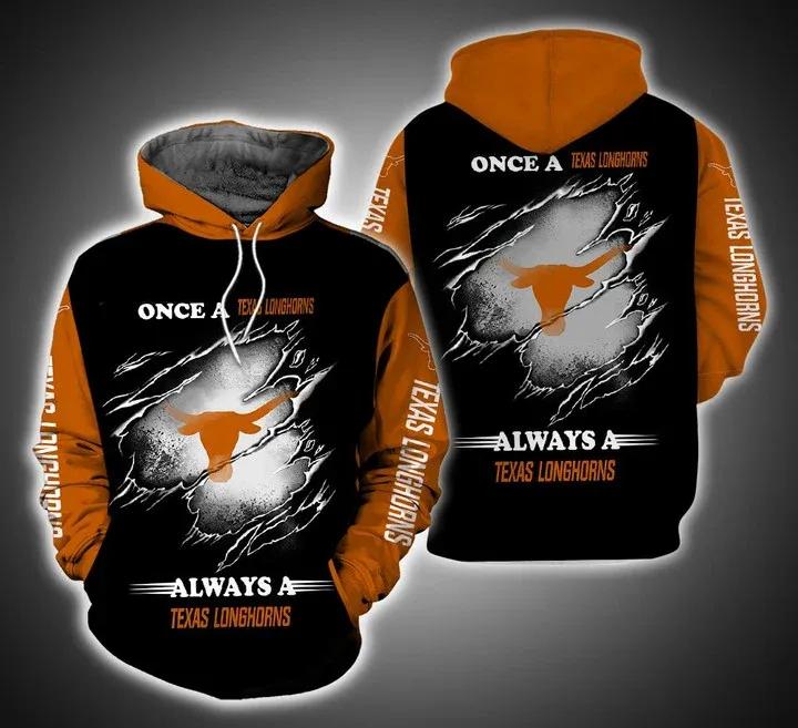 Once A Texas Longhorns Always A Texas Longhorns Fan 3D Hoodie College Gifts - Men'S All Over Print 3D Hoodie