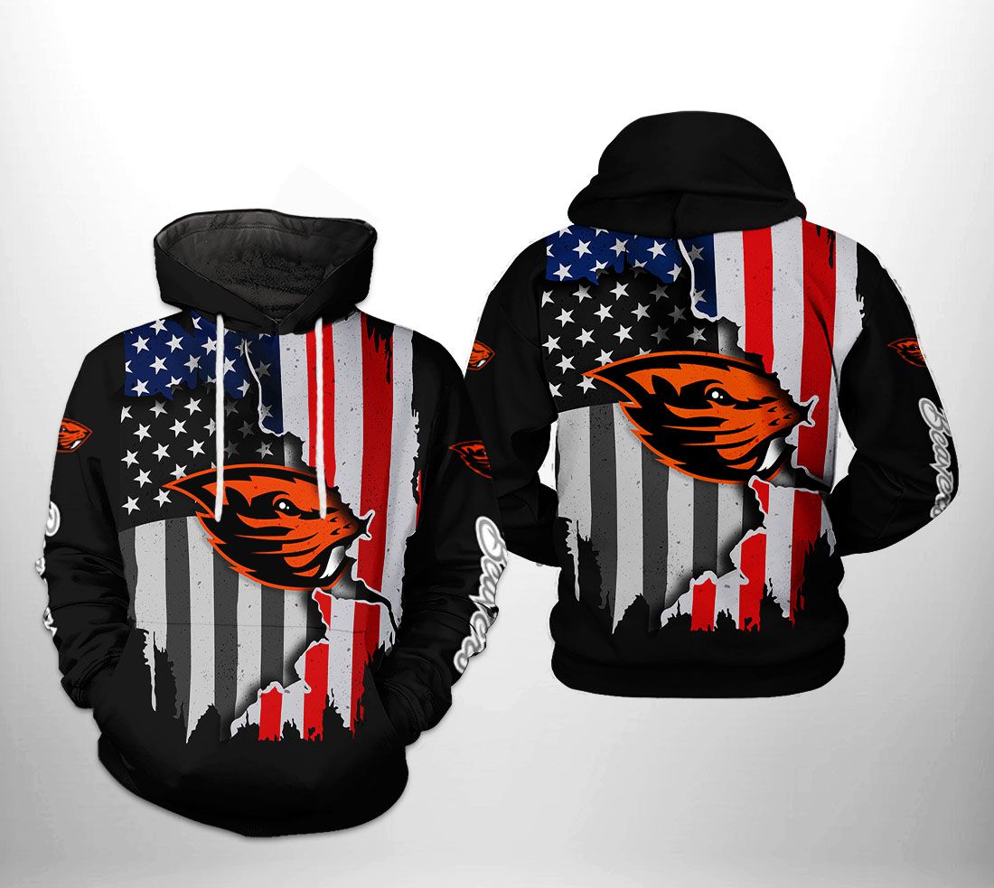 Oregon State Beavers Us Flag 3D Printed Hoodie/Zipper Hoodie - Fans Gift