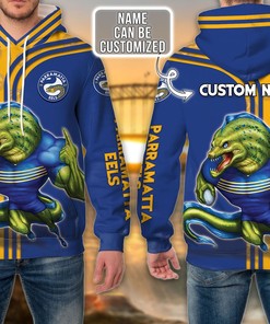 Parramatta Eels Nrl 3D Zip Up Hoodie With Custom Name All Over Print 