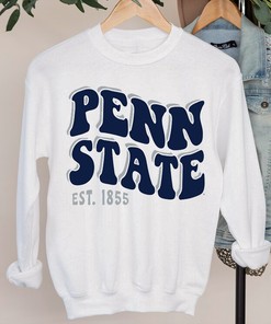 Penn State Wave Warp Tee - Penn State Fan Crewneck Shirt