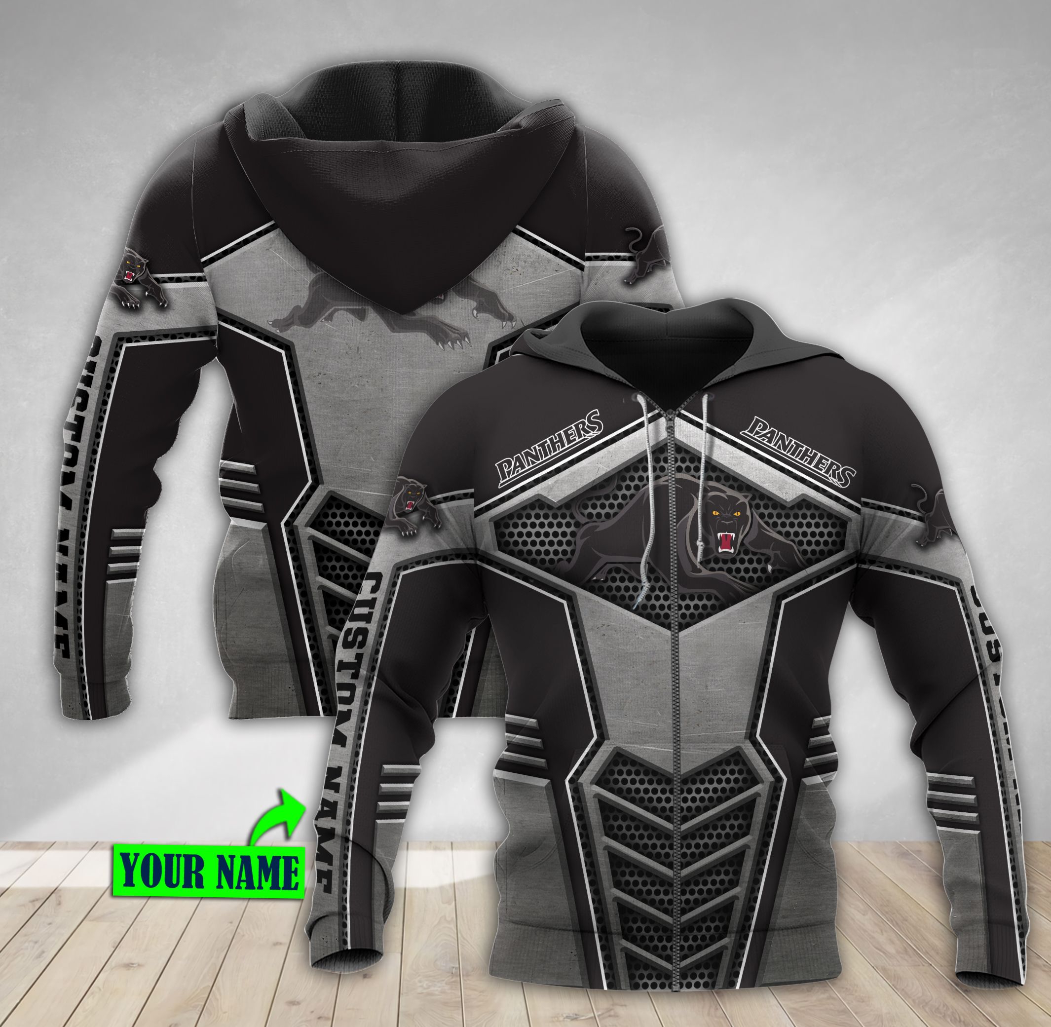 Penrith Panthers Nrl Metal Custom Name 3D All Over Print Hoodie - Make It Unique!