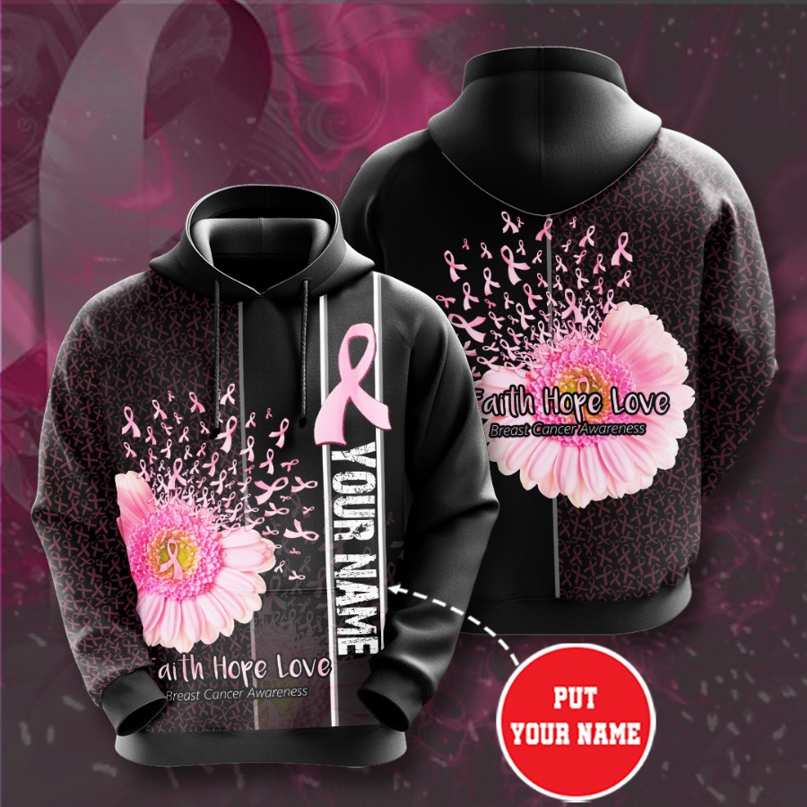 Personalized Breast Cancer Awareness Custom 3D Hoodie For Charity