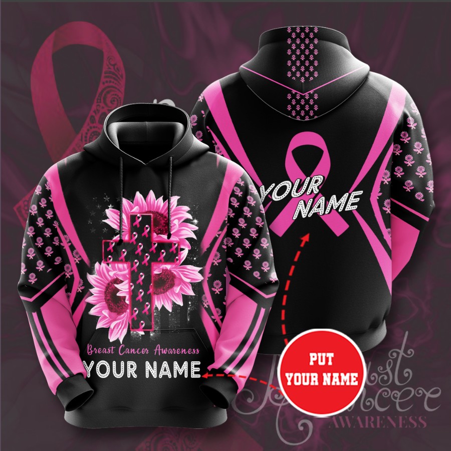 Personalized Breast Cancer Awareness Custom All Over Print 3D Hoodie For Charity