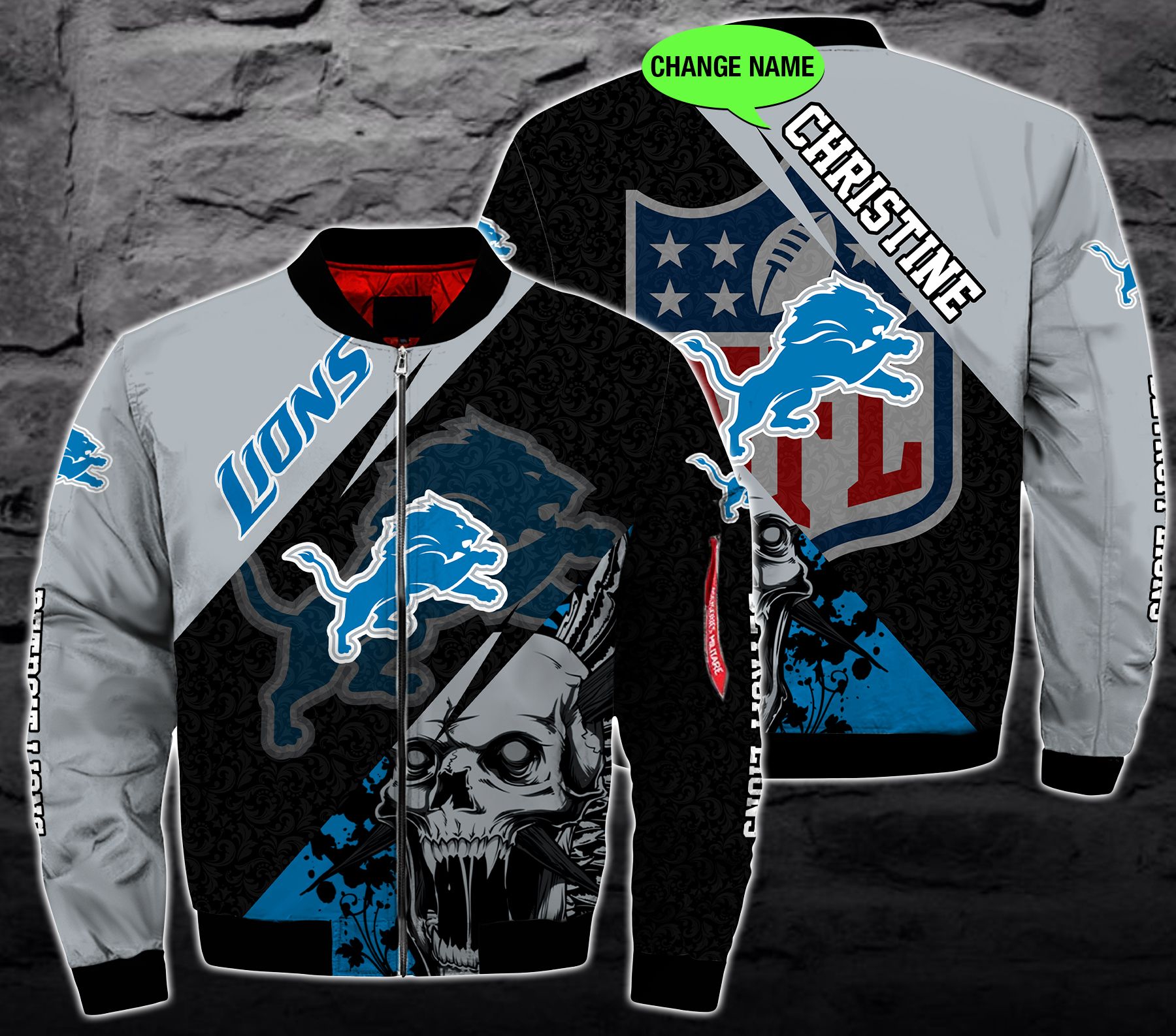 Personalized Detroit Lions 3D All Over Print Hoodie - Custom Skull Design