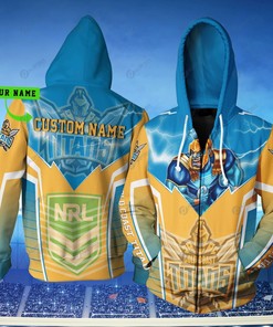 Personalized Gold Coast Titan Nrl Lightning Mascot Custom All Over Print Hoodie 