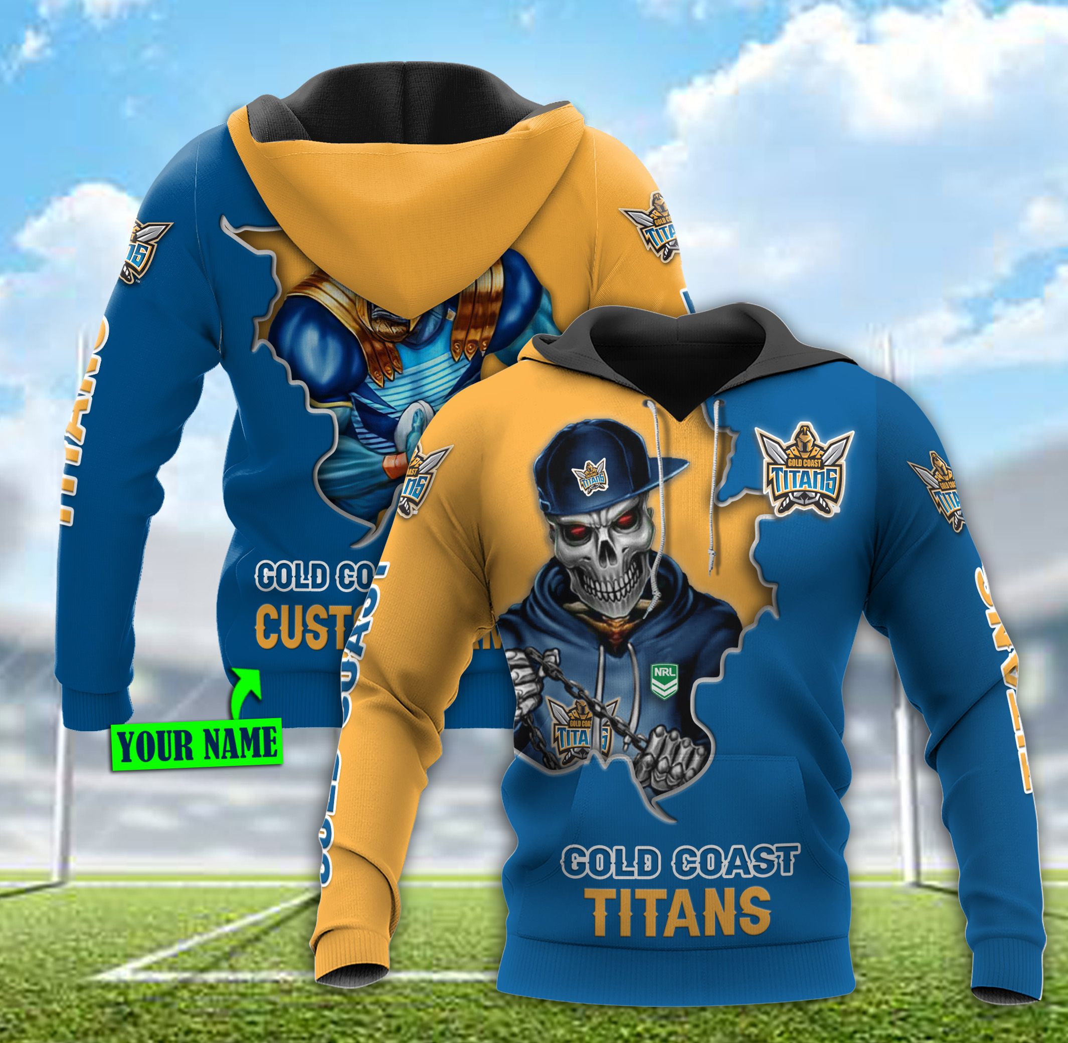 Personalized Gold Coast Titans All Over Print Custom Name 3D Hoodie