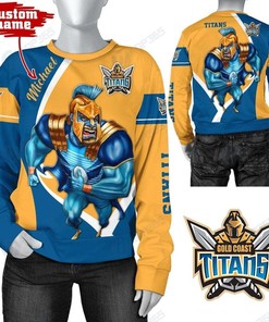 Personalized Gold Coast Titans Nrl Custom All Over Print 3D Hoodie With Mascot And Custom Name