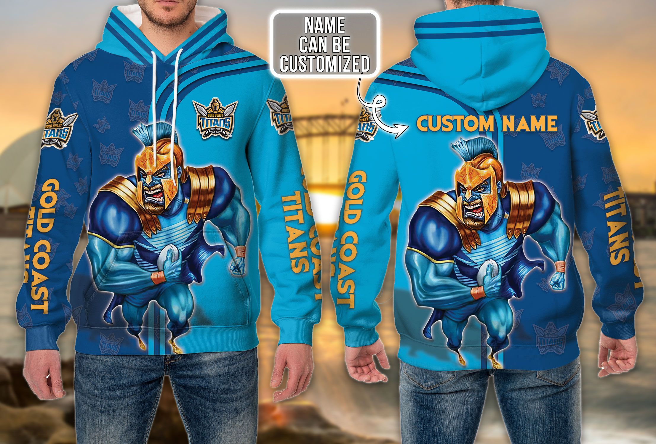 Personalized Gold Coast Titans Nrl Custom All Over Print Hoodie