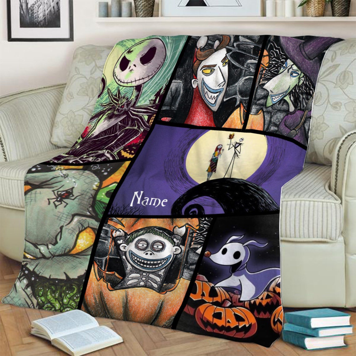 Personalized Halloween Blanket - Jack Skellington Nightmare Before Christmas Bedding