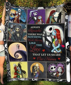 Personalized Jack Skellington and Sally Love Blanket - Fleece Bedding Throw