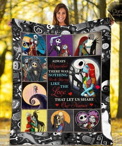 Personalized Jack Skellington and Sally Love Blanket - Fleece Bedding Throw