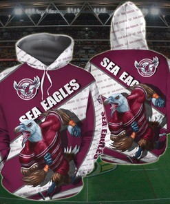 Personalized Manly Warringah Sea Eagles All Over Printed Nrl Hoodie With Custom Name On Zip Up Hoodie