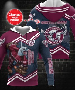 Personalized Manly Warringah Sea Eagles Nrl Mascot Tgiac 3D All Over Print Zip Up Hoodie - Perfect Gift For Fans