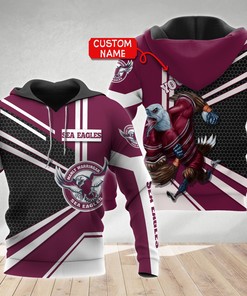 Personalized Manly Warringah Sea Eagles Vector Mascot Nrl 3D All Over Print Zip Up Hoodie - Perfect Gift For Fans