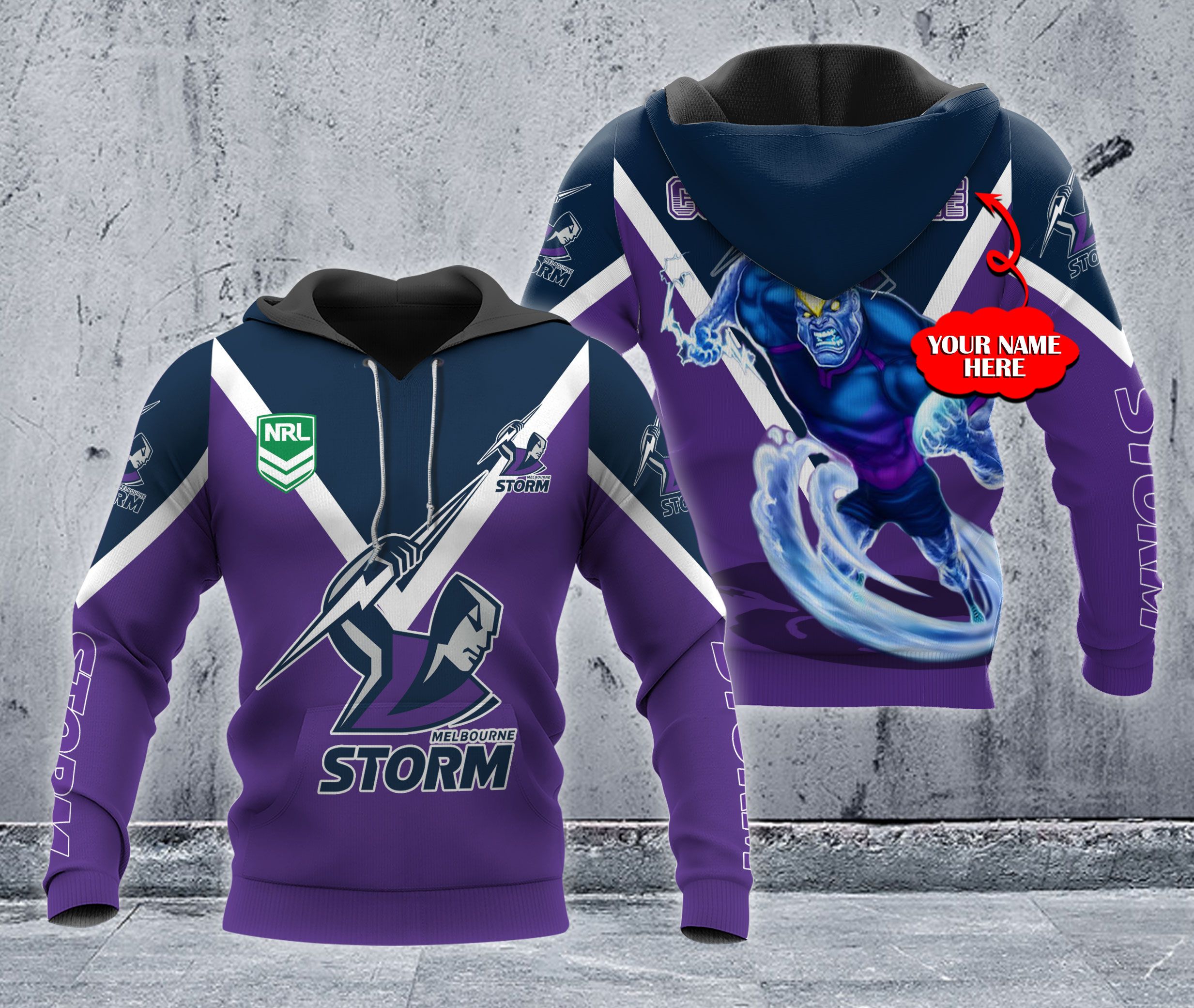 Personalized Melbourne Storm Nrl Custom All Over Print Zip Up 3D Hoodie - Perfect Gift For Fans