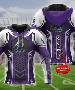 Personalized Melbourne Storm Nrl Lg+Mascot Custom All Over Print Zip Up 3D Hoodie - Perfect Gift For Fans